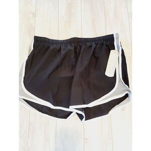 Daisey Fuentes Fit XL Black Gym Shorts Women's Black Gray‎ Retro Look NWT